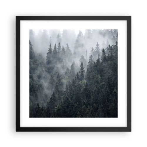 Plakat w czarnej ramie - Leśny świt - 40x40 cm