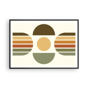 Plakat w czarnej ramie - Geometryczna kompozycja z półokręgami i paskami w odcieniach ziemi - 100x70cm - W kolorach ziemi - Nowoczesna dekoracja ścienna do salonu i sypialni ARTTOR