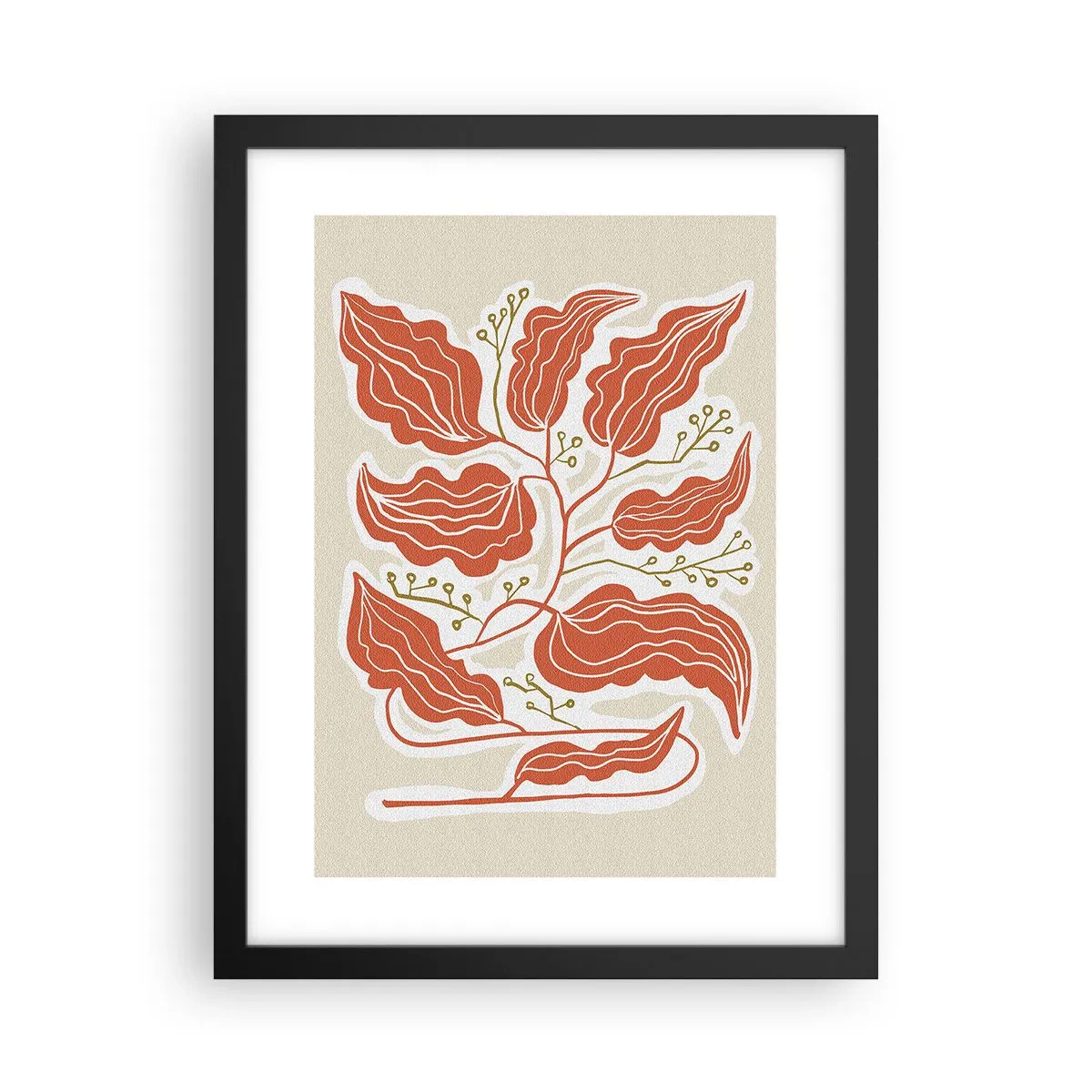 Plakat w czarnej ramie - Ludowo i koralowo - 30x40 cm