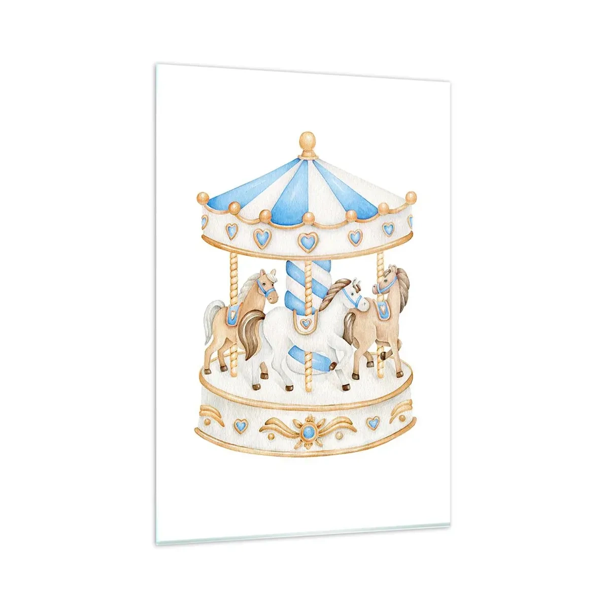 Obraz na szkle - Karuzela w pastelowych kolorach na białym tle - 80x120cm - Słodkie dzieciństwo - Nowoczesna dekoracja ścienna do salonu i sypialni ARTTOR