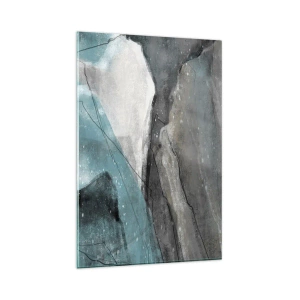 Obraz na szkle - Abstrakcyjna kompozycja w odcieniach szarości i błękitu - 80x120cm - Abstrakcja: skały i lód - Nowoczesna dekoracja ścienna do salonu i sypialni ARTTOR