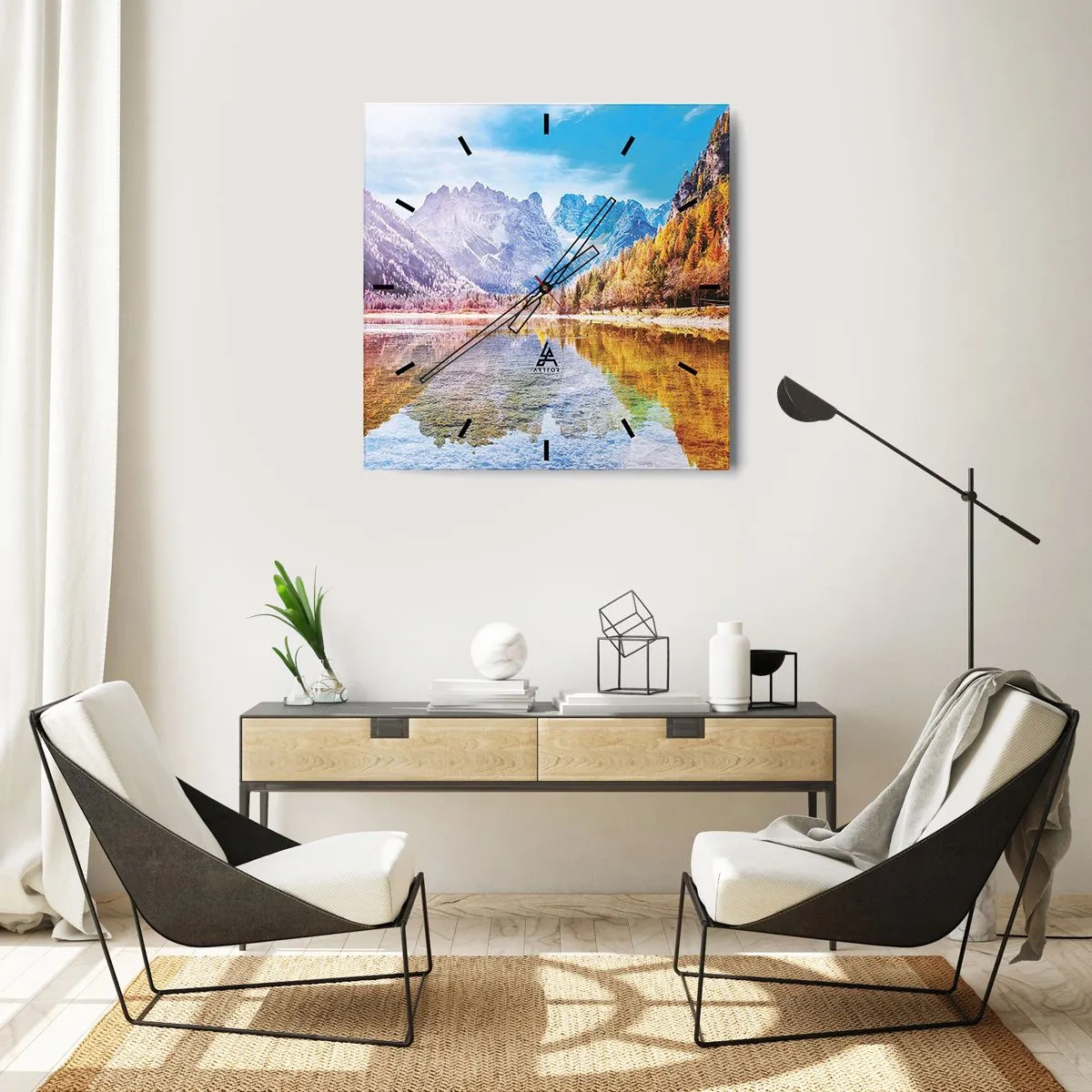 Zegar ścienny - A w górach już jesień - 40x40 cm