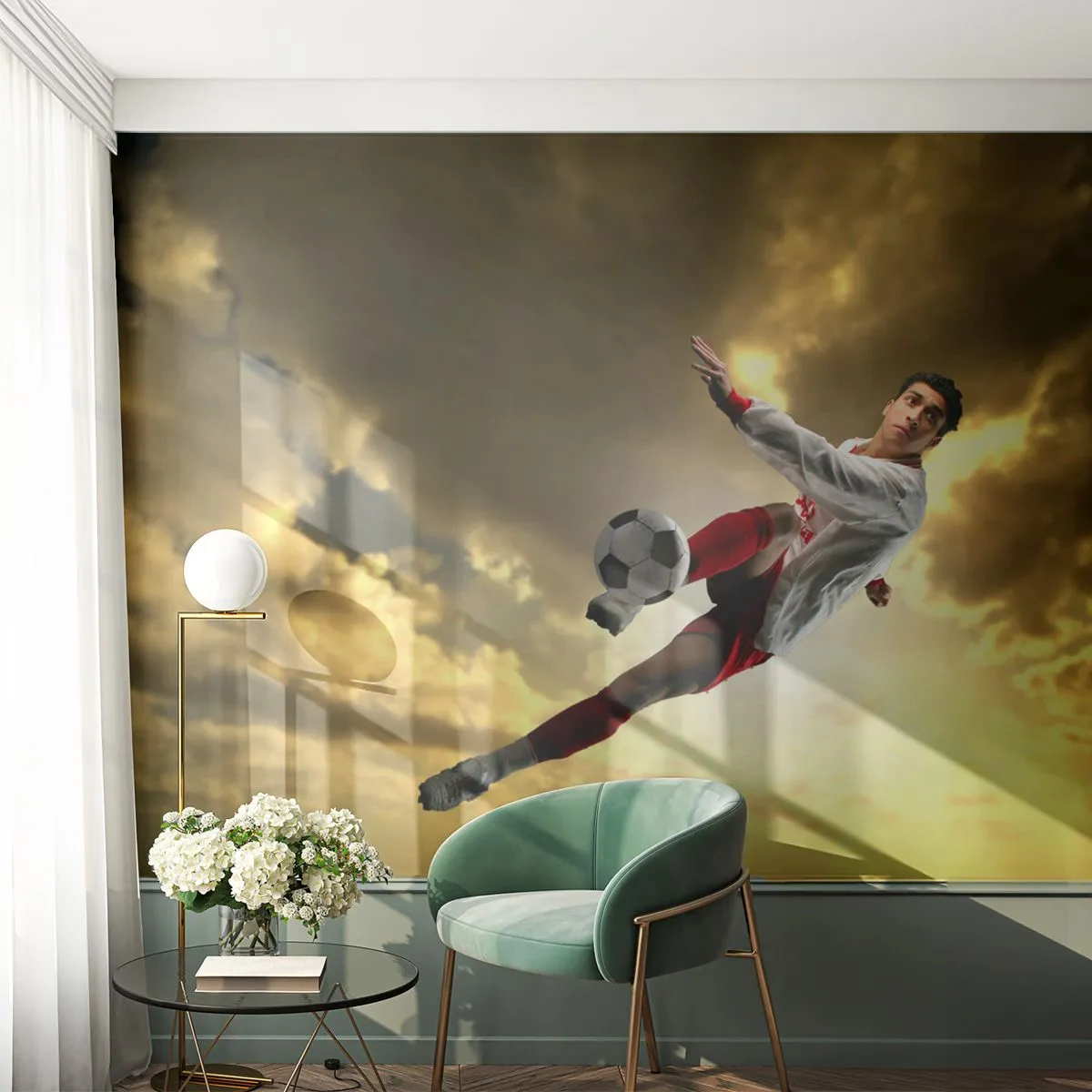 Fototapeta Premium Canvas - Piłkarskie niebo - Sport, Piłkarz, Piłka Nożna - 250x175 cm