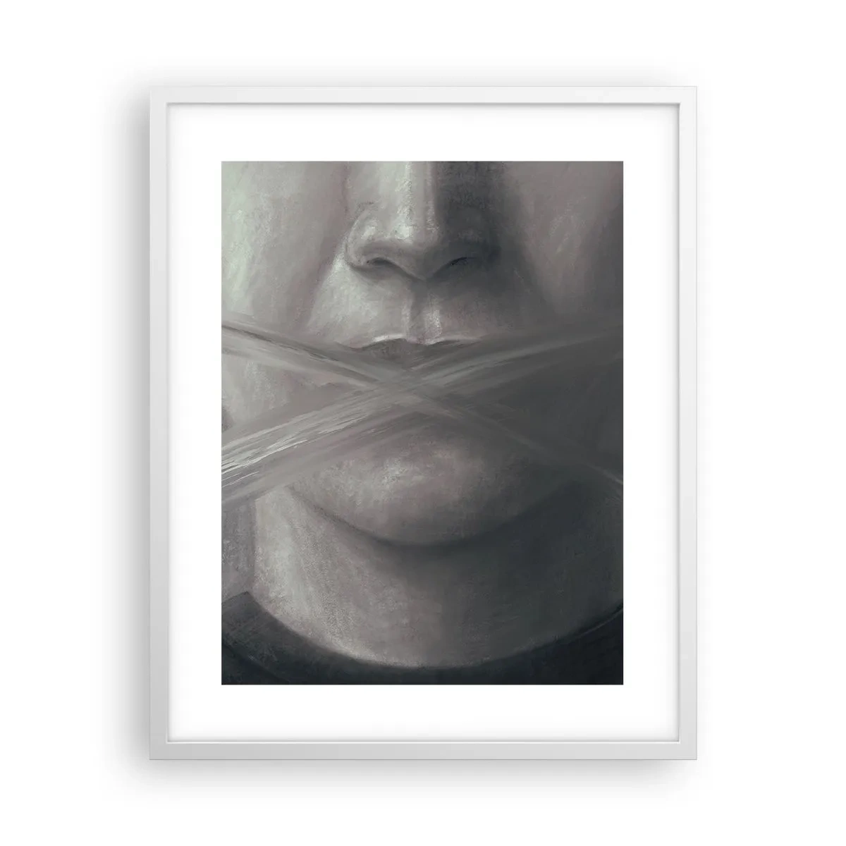 Plakat w białej ramie - Ani słowa - 40x50 cm