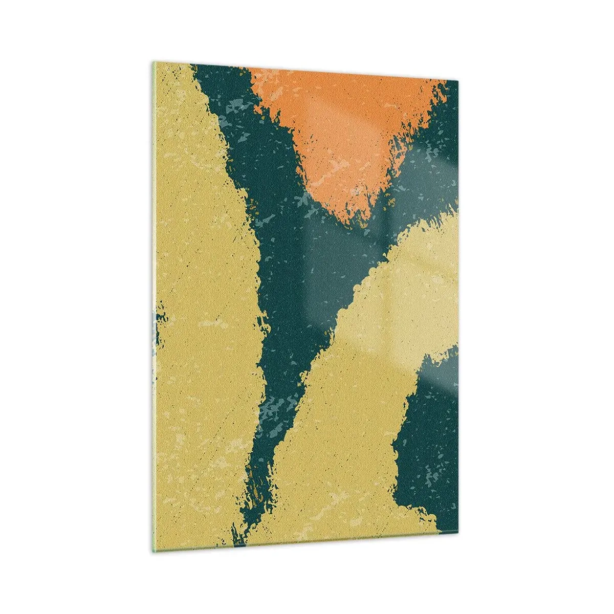 Obraz na szkle - Płynna abstrakcja w kolorach musztardowym, zielonym i pomarańczowym - 50x70cm - Abstrakcja – powolnym ruchem - Nowoczesna dekoracja ścienna do salonu, kuchni i sypialni ARTTOR