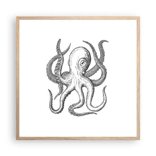 Plakat w ramie jasny dąb - Tańcząca z falami - 60x60 cm