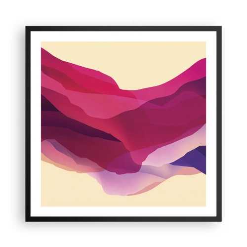 Plakat w czarnej ramie - Fale purpury - 60x60 cm