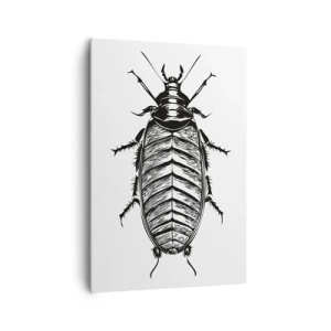Obraz na płótnie - Grafika czarno-białego owada na białym tle - 70x100cm - Co za okaz! - Nowoczesna dekoracja ścienna do salonu i sypialni ARTTOR