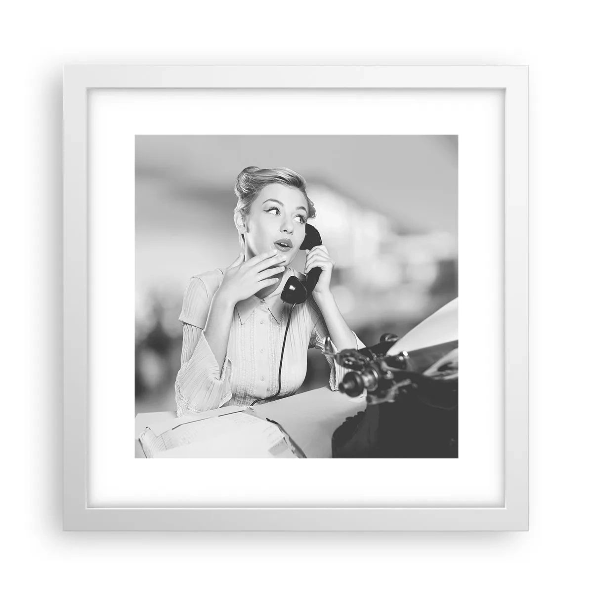 Plakat w białej ramie - Halo, tu lata 50. - 30x30 cm