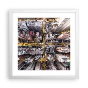 Plakat w białej ramie - Pozdrowienia z Hongkongu - 40x40 cm