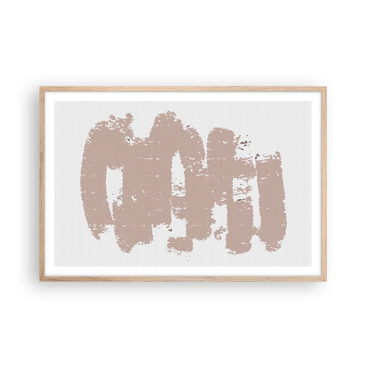 Plakat w ramie jasny dąb - Abstrakcja w łagodnym różu - 91x61 cm