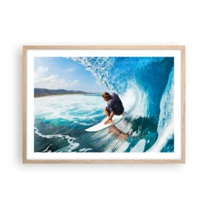 Plakat w ramie jasny dąb - Tańczący z falami - 70x50 cm
