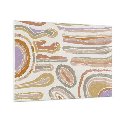 Obraz na szkle - Kolorowe abstrakcyjne formy przypominające przekroje minerałów - 100x70cm - Barwne przekroje - Nowoczesna dekoracja ścienna do salonu, kuchni i sypialni ARTTOR