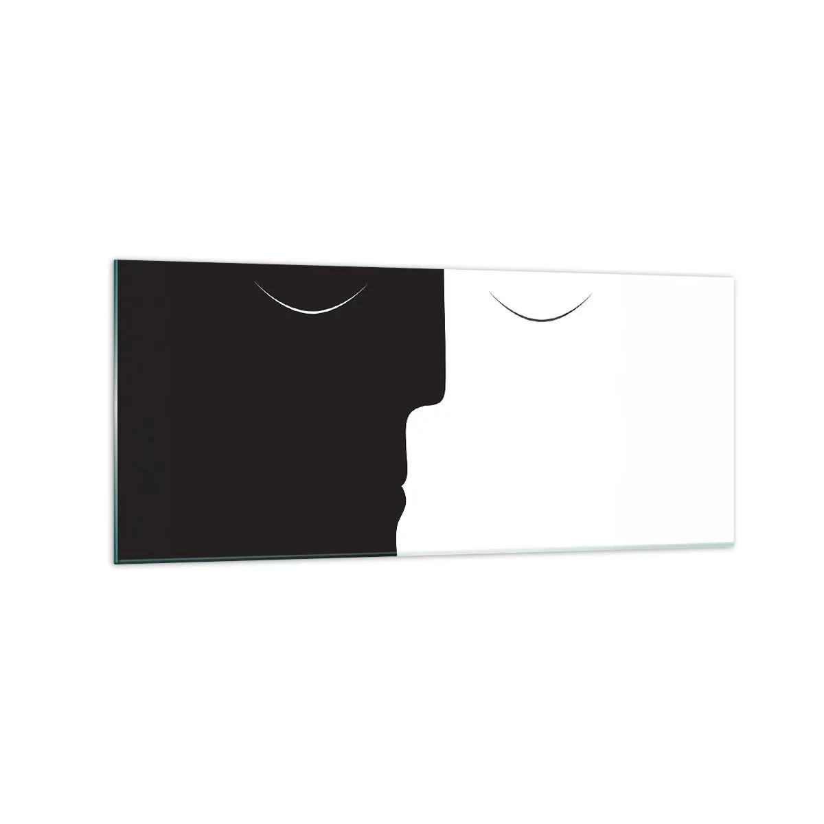 Obraz na szkle - Minimalistyczna sylwetka dwóch twarzy w kontrastowych kolorach - 120x50cm - Jedność przeciwieństw - Nowoczesna dekoracja ścienna do salonu i sypialni ARTTOR