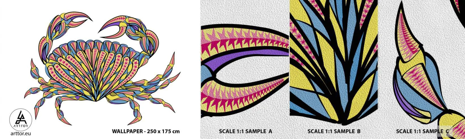 Fototapeta Próbka Premium Sand - Morska biżuteria - Krab, Dla Dzieci, Grafika - 100x30 cm