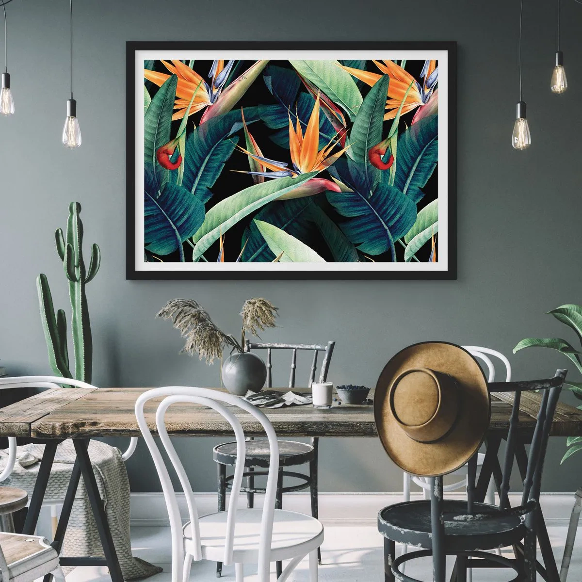 Plakat w czarnej ramie - Płomienne kwiaty tropików - 40x30 cm