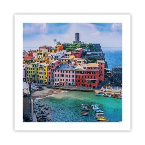 Plakat - Śródziemnomorskie magiczne miasteczko - 50x50 cm