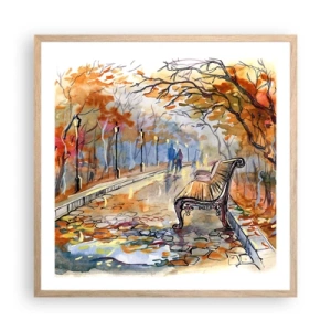 Plakat w ramie jasny dąb - Razem powędrować w jesień - 60x60 cm