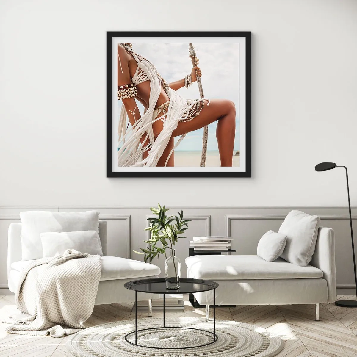 Plakat w czarnej ramie - Kapłanka słońca - 30x30 cm