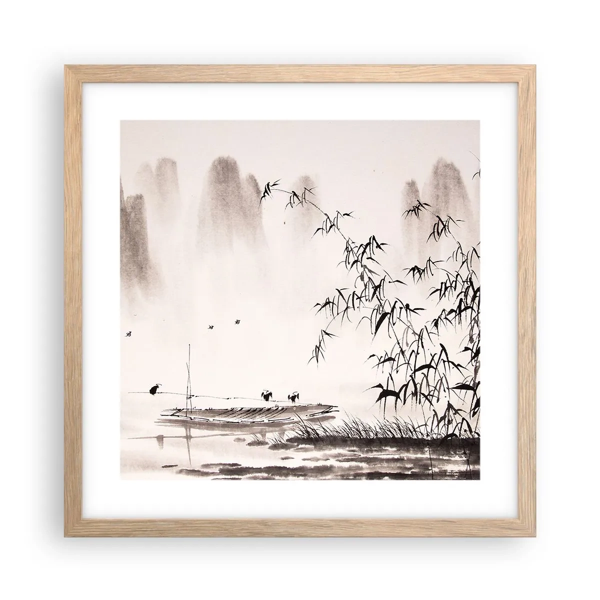 Plakat w ramie jasny dąb - Cisza ryżowych pól - 40x40 cm