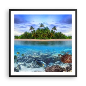Plakat w czarnej ramie - Niebiańska wyspa zaprasza - 60x60 cm