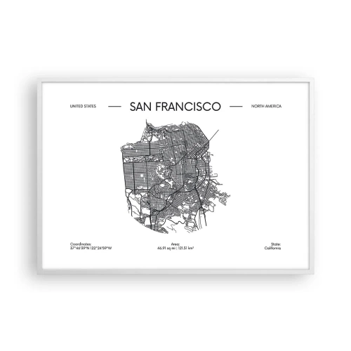 Plakat w białej ramie - Anatomia San Francisco - 100x70 cm