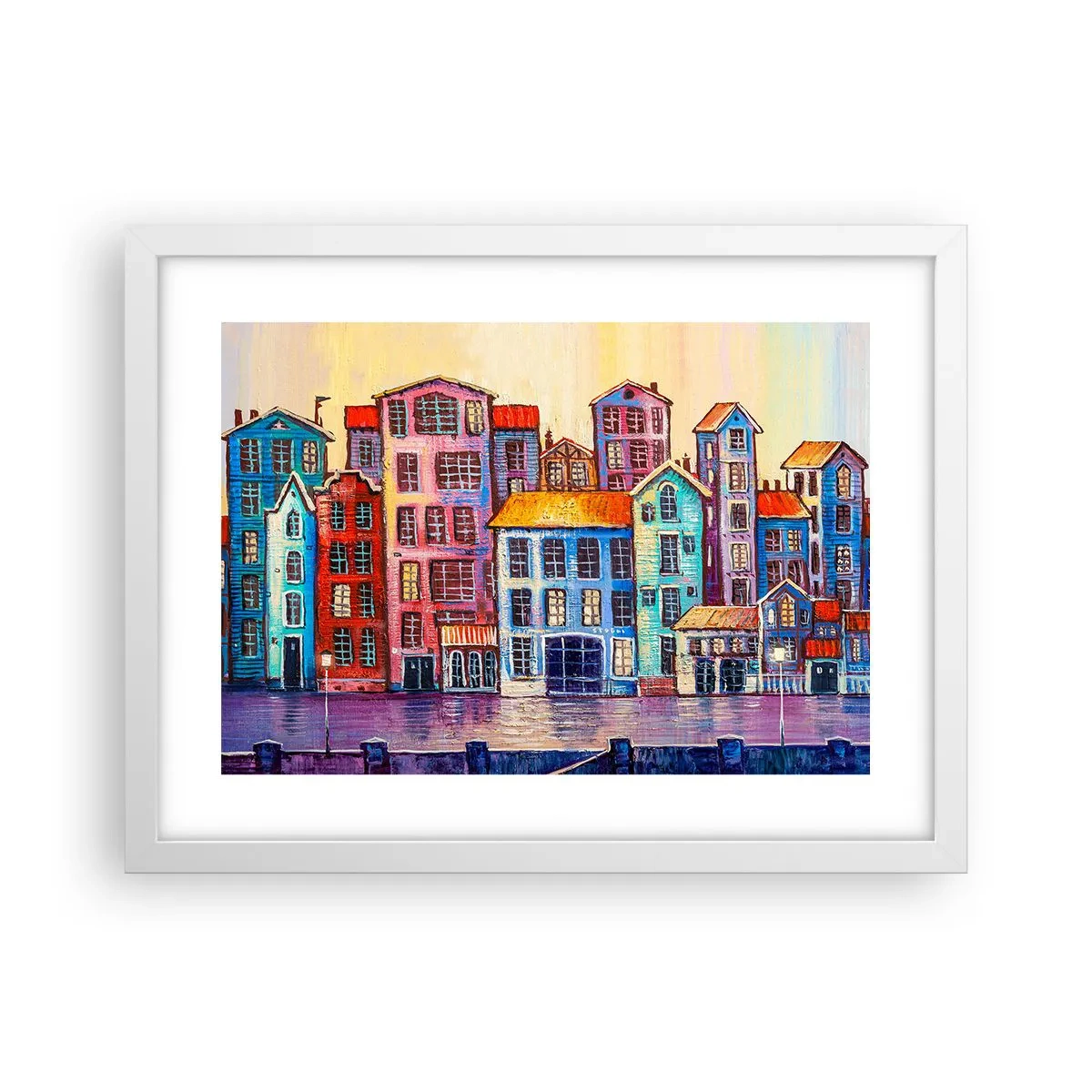 Plakat w białej ramie - Miasto jak z bajki - 40x30 cm