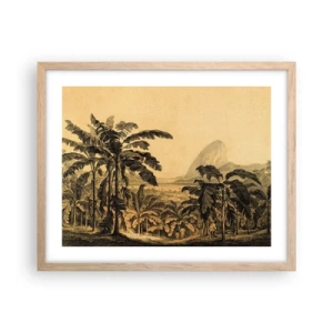 Plakat w ramie jasny dąb - w kolonialnym klimacie - 50x40 cm