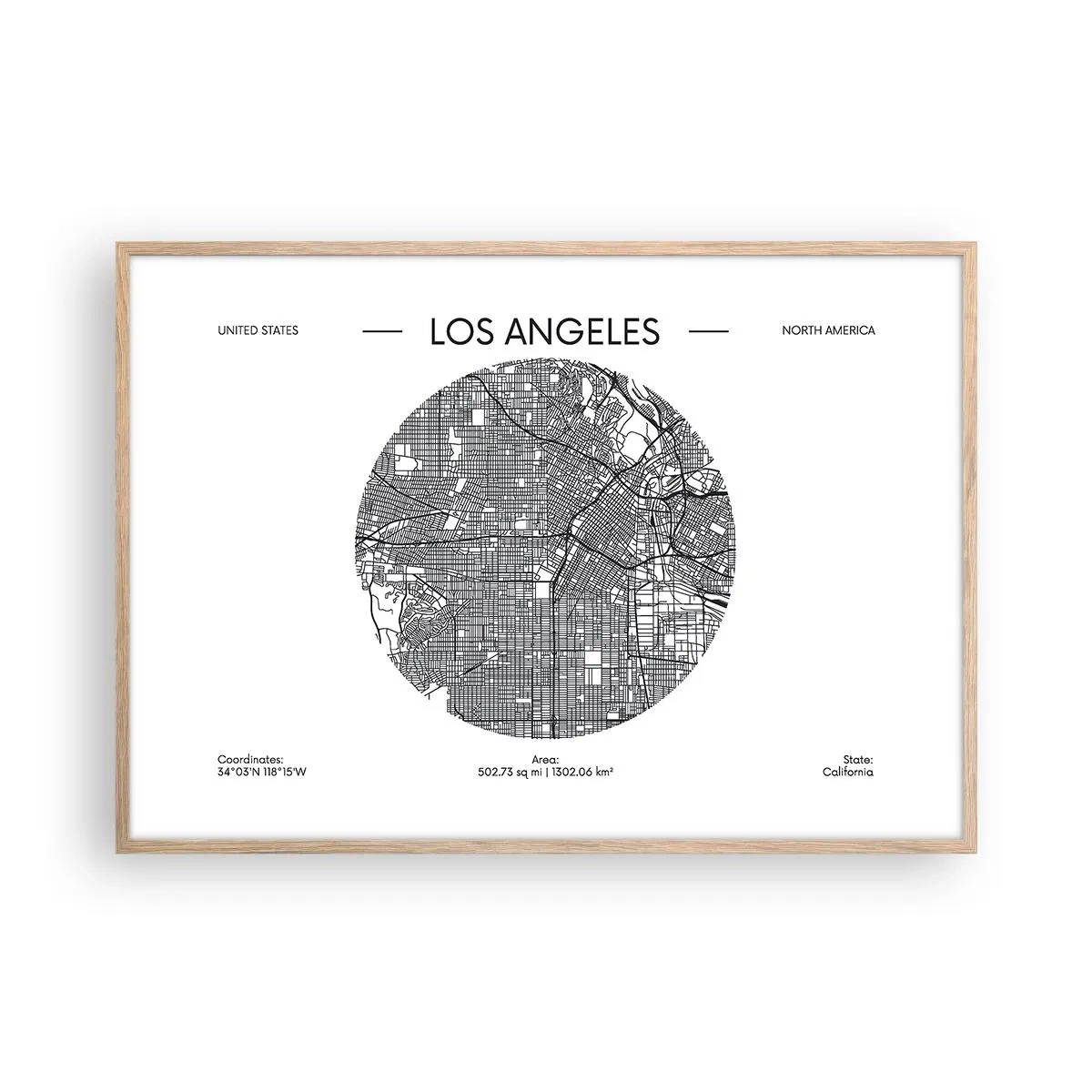 Plakat w ramie jasny dąb - Anatomia Los Angeles - 100x70 cm