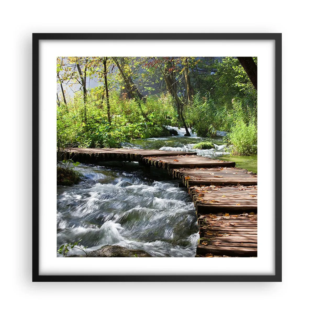 Plakat w czarnej ramie - Nad pienistą kaskadą - 50x50 cm