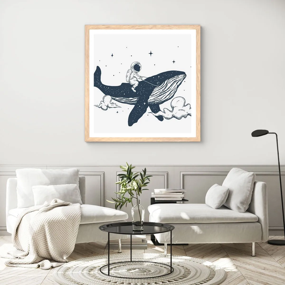 Plakat w ramie jasny dąb - Kosmiczna przygoda - 30x30 cm