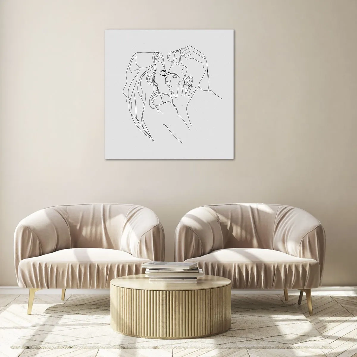 Obraz na szkle - Tą samą kreską - 60x60 cm