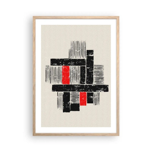 Plakat w ramie jasny dąb - Czerwone i czarne - 50x70 cm