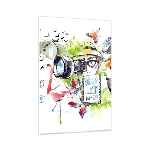 Obraz na szkle - Kolorowa grafika z motywem przyrody i safari - 70x100cm - W obiektywie podróżnika - Nowoczesna dekoracja ścienna do salonu i sypialni ARTTOR