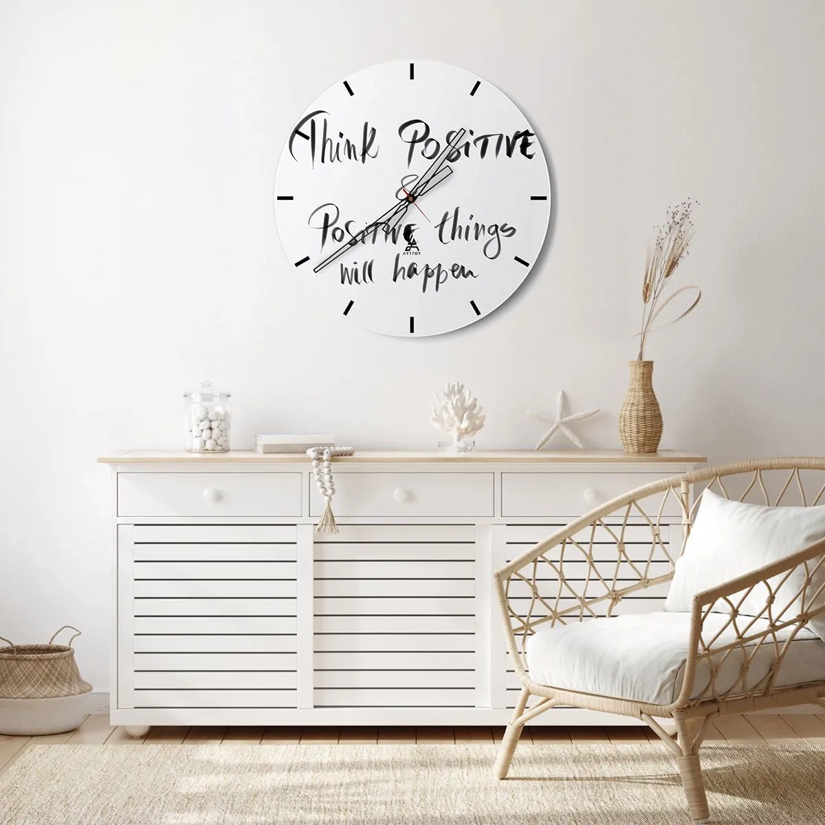 Zegar ścienny - Motywacyjny napis w stylu artystycznym - 30x30cm - Jak żyć? - Nowoczesna dekoracja ścienna do salonu, kuchni i sypialni ARTTOR