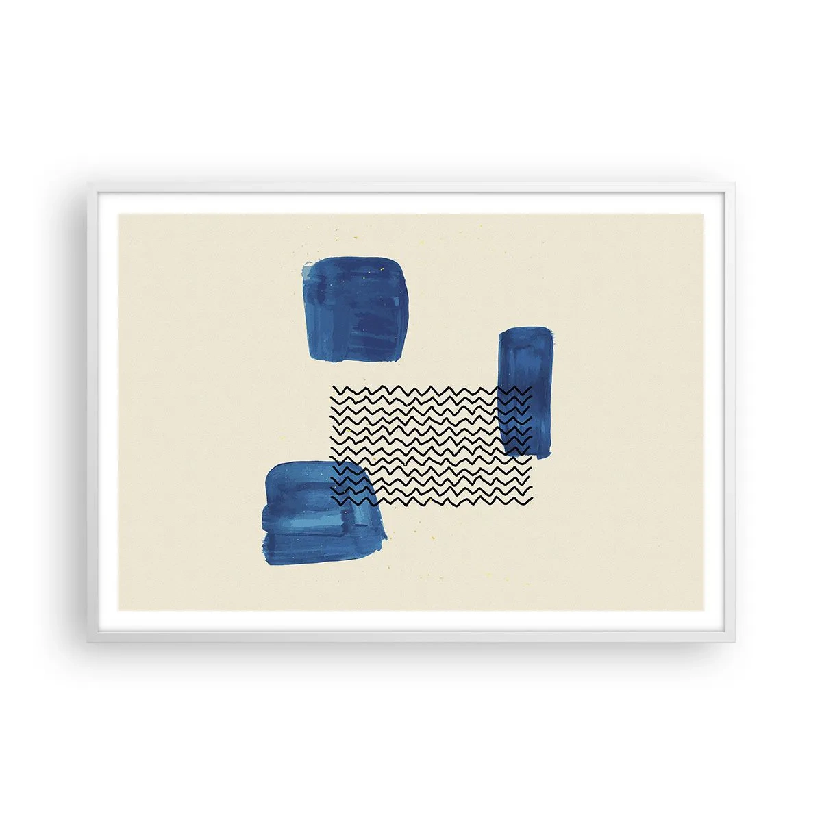 Plakat w białej ramie - Abstrakcyjny kwartet - 100x70 cm