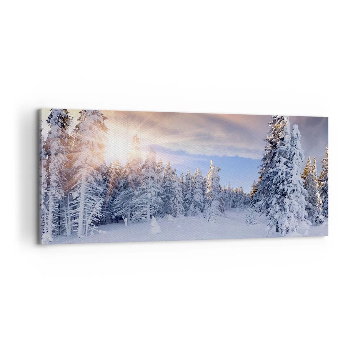 Obraz na płótnie - Snieżny spektakl natury - 100x40 cm