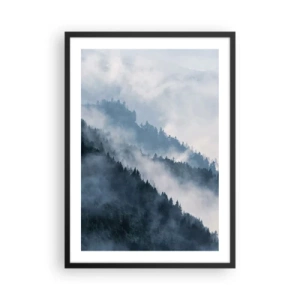 Plakat w czarnej ramie - Mgliste góry pokryte lasem - 50x70cm - Mistyka gór - Nowoczesna dekoracja ścienna do salonu i sypialni ARTTOR