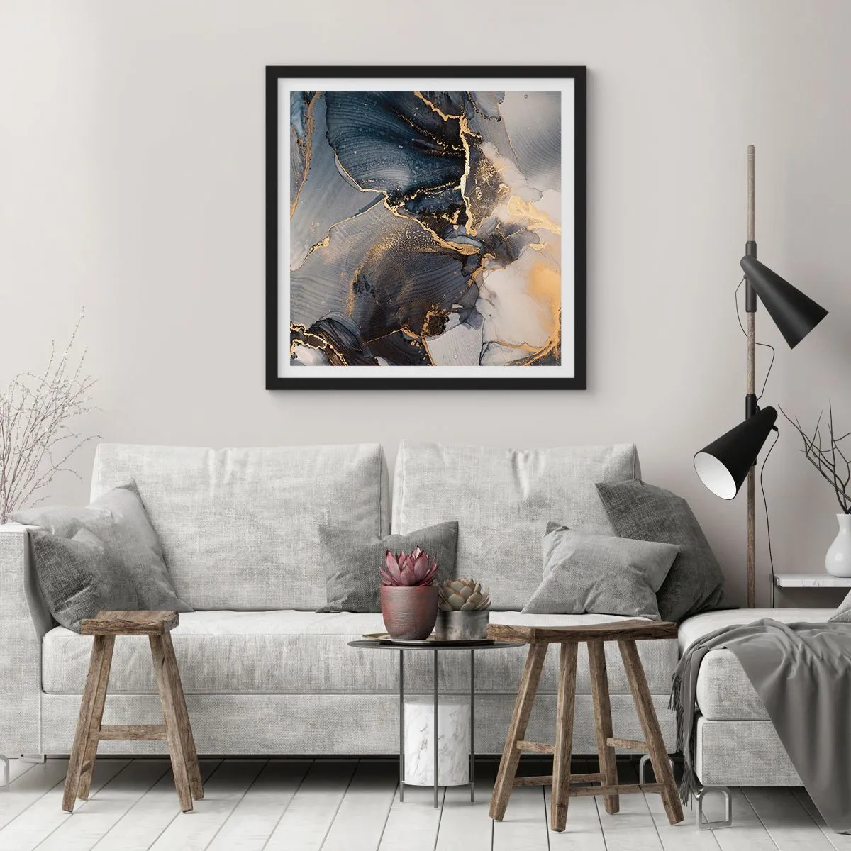 Plakat w czarnej ramie - Życie kamienia - 30x30 cm