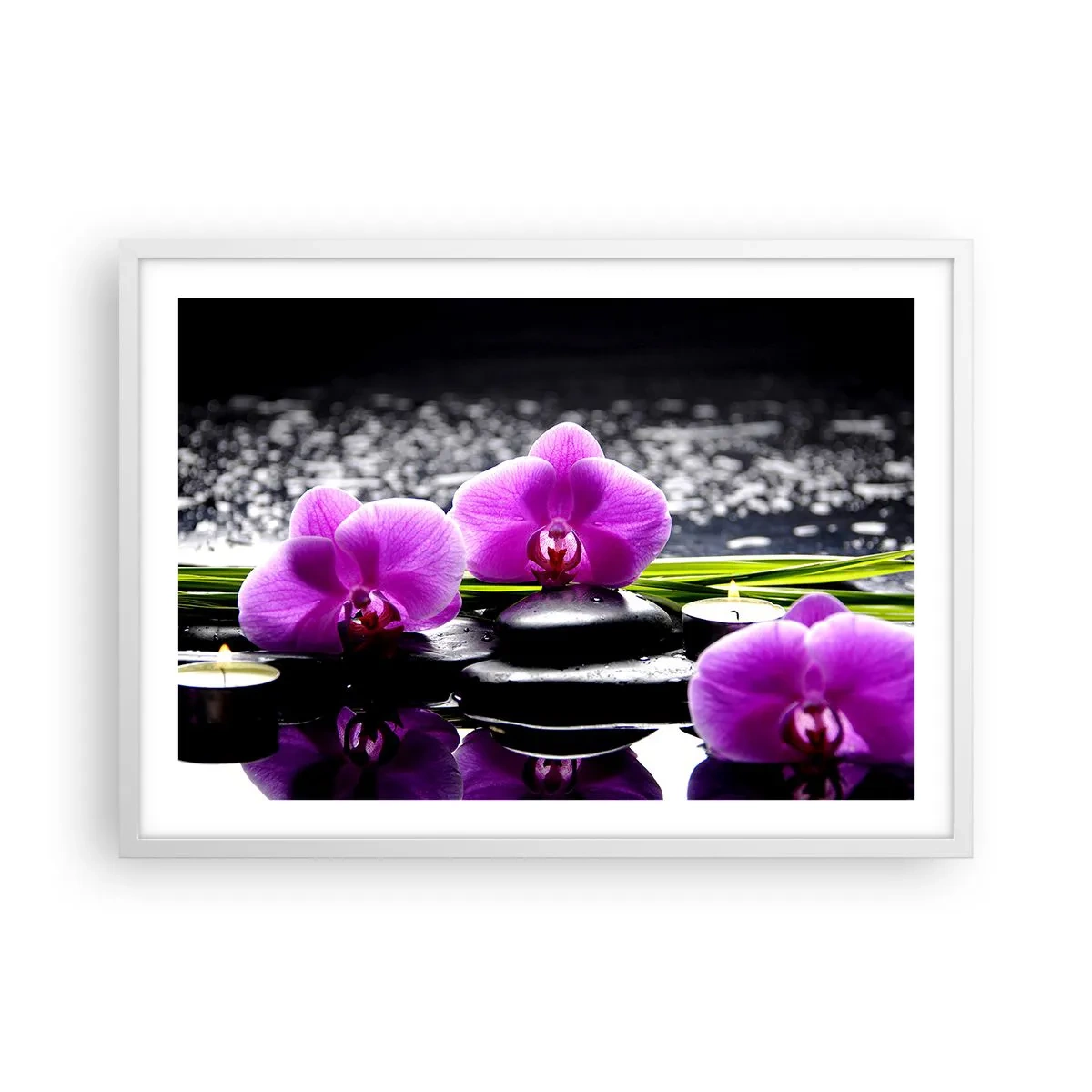 Plakat w białej ramie - Utonąć w ciszy i spokoju - 70x50 cm