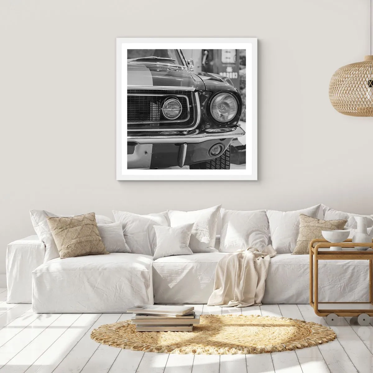 Plakat w białej ramie - Ostra jazda - 50x50 cm
