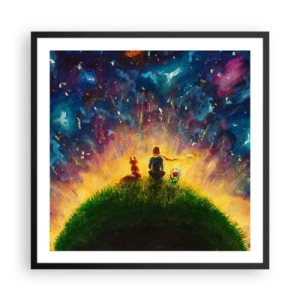 Plakat w czarnej ramie - Miłość i przyjaźń - cały świat - 60x60 cm