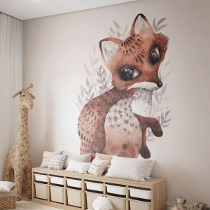 Fototapeta Standard Eco - Uroczy lisek w stylu akwareli na białym tle - 100x70cm - Tylko pokochać - Nowoczesna dekoracja ścienna do salonu i sypialni ARTTOR