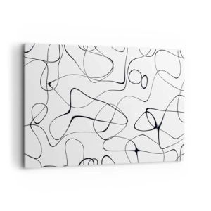 Obraz na płótnie - Abstrakcyjne czarne linie na białym tle w minimalistycznym stylu - 120x80cm - Ścieżki życia, koleje losu - Nowoczesna dekoracja ścienna do salonu, kuchni i sypialni ARTTOR