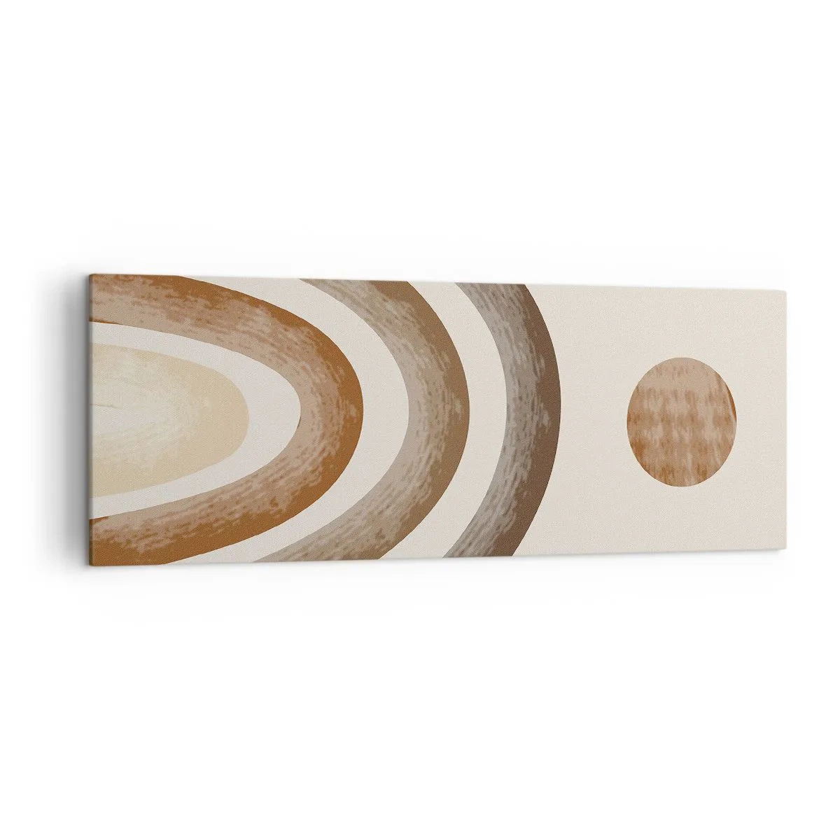 Obraz na płótnie - Geometryczny motyw planetarny w odcieniach brązu - 140x50cm - W odległej galaktyce - Nowoczesna dekoracja ścienna do salonu i sypialni ARTTOR