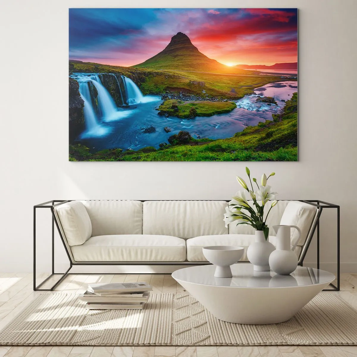 Obraz na szkle - Islandia - ogień i woda - 70x50cm - Islandia - ogień i woda - Nowoczesna dekoracja ścienna do salonu i sypialni ARTTOR