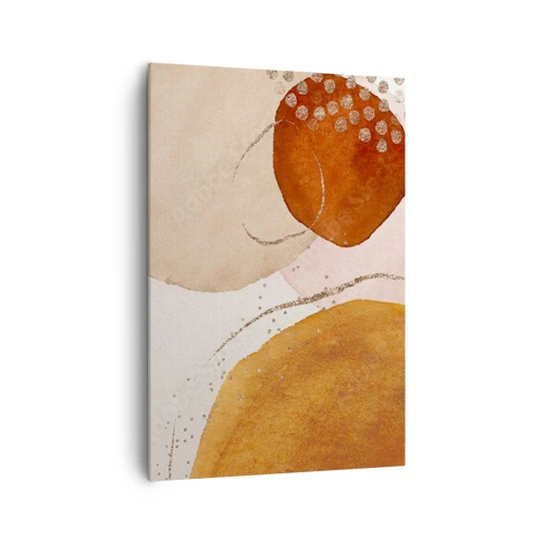 Obraz na płótnie - Abstrakcyjne kształty w ciepłych odcieniach brązu i złota - 70x100cm - Krągłość i ruch - Nowoczesna dekoracja ścienna do salonu i sypialni ARTTOR