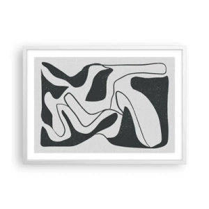 Plakat w białej ramie - Abstrakcyjna zabawa w labiryncie - 70x50 cm