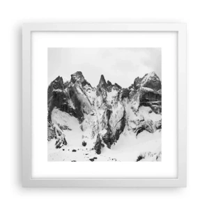 Plakat w białej ramie - Granitowa groźna grań - 30x30 cm