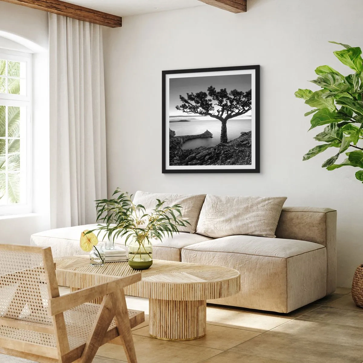 Plakat w czarnej ramie - Spokój aż po horyzont - 50x50 cm